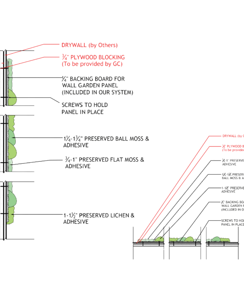 Preserved moss wall system AxioMoss™ CAD drawing | Fleur Reverie
