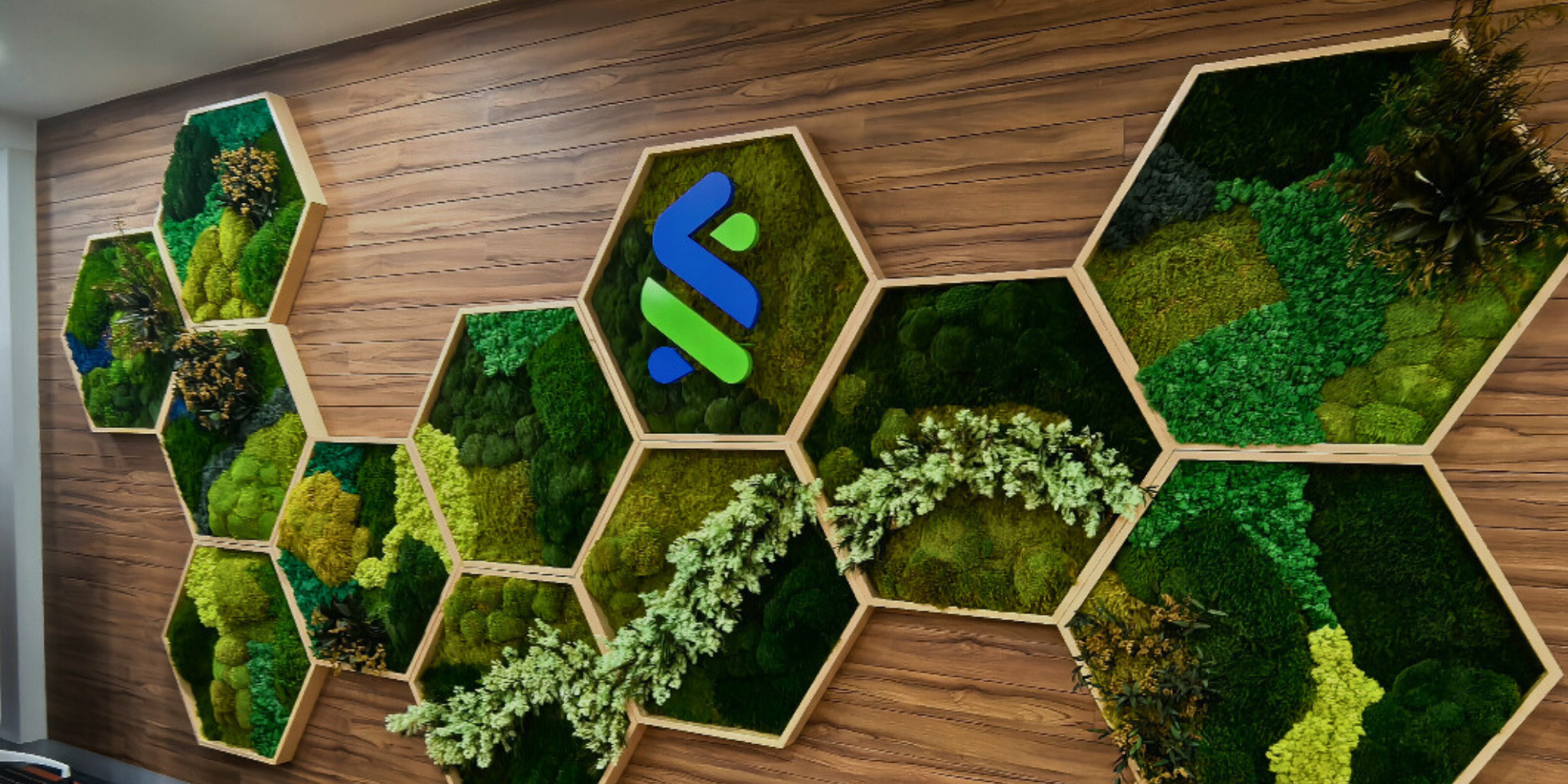 preserved moss wall for a company