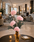 tall Pink preserved flower arrangement in a vase on a table in a stylish interior | Fleur Reverie | Austin TX
