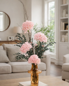 tall Pink preserved flower arrangement in a vase on a coffee table in a living room | Fleur Reverie | Austin TX